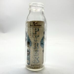 Vintage 1950s Evenflo Duluxe 8 oz Glass Baby Bottles Pyrex With Label Made USA